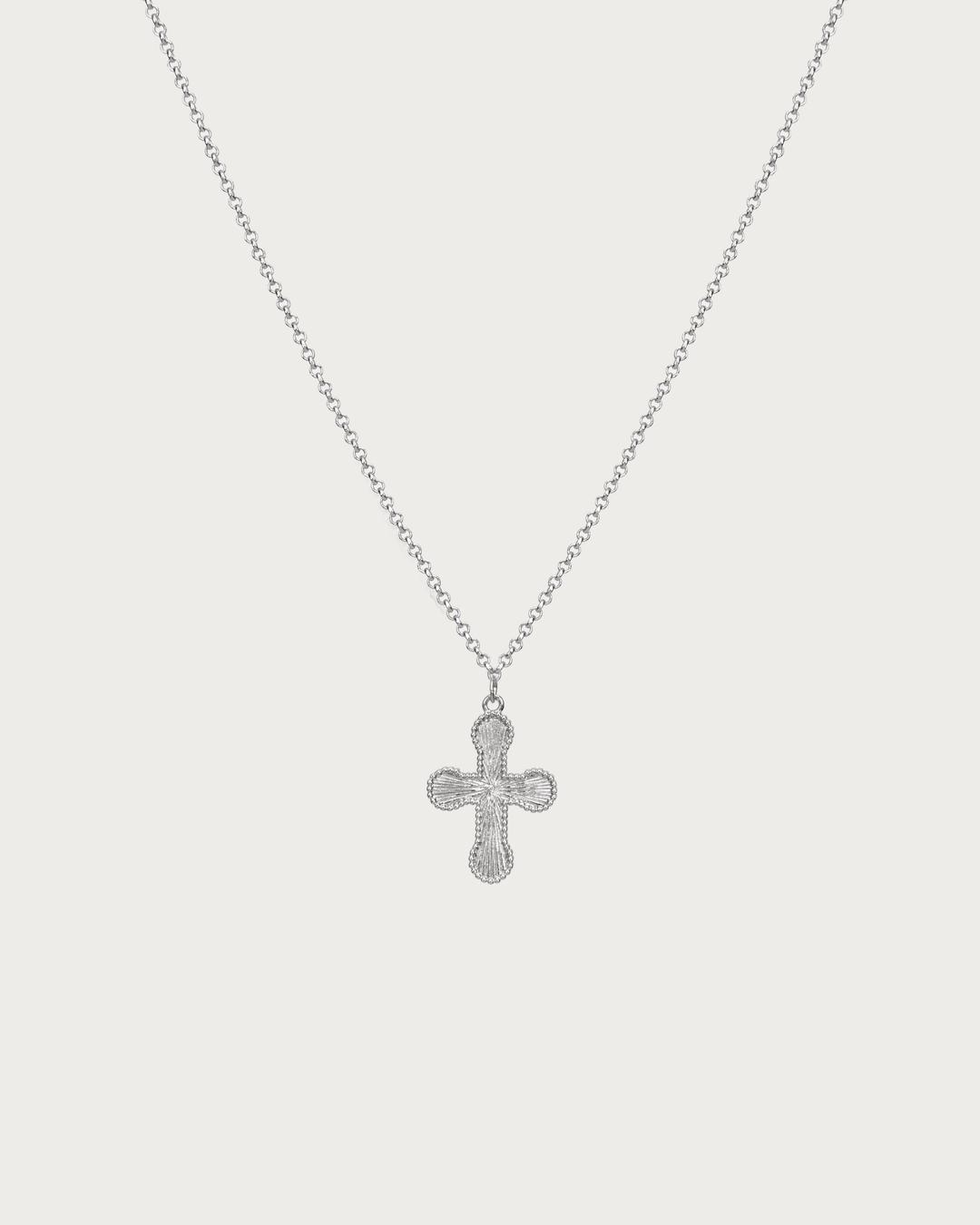 Mini Cross Pendant Necklace in Silver - Silver