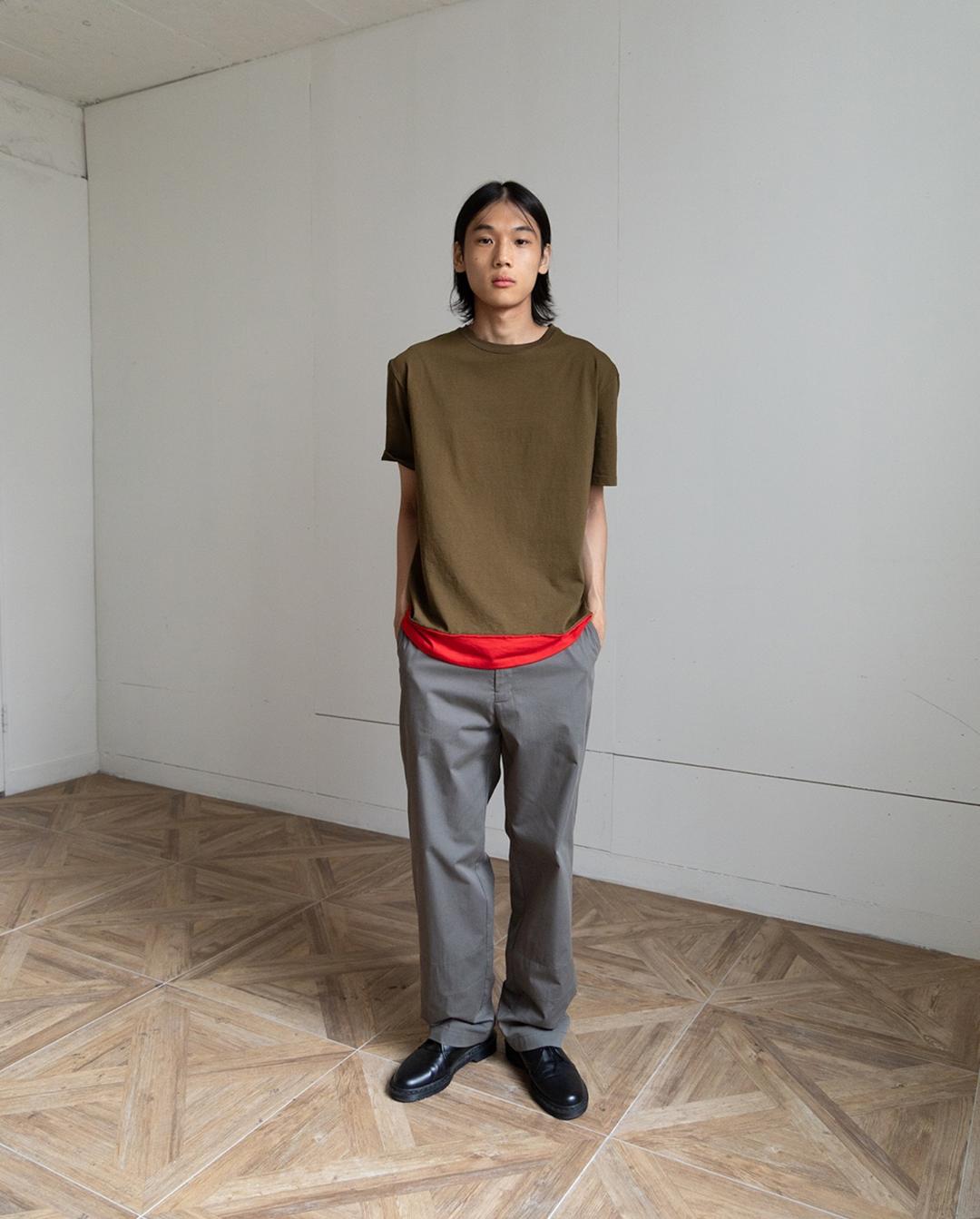 LAYERED T-SHIRT (0001)   [KHAKI]