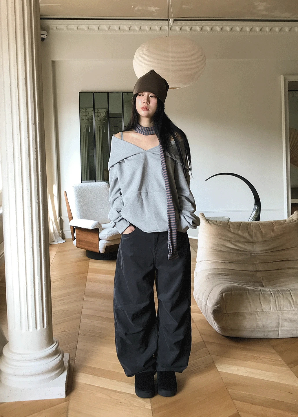 PARACHUTE PINTUCK WIDE PANTS