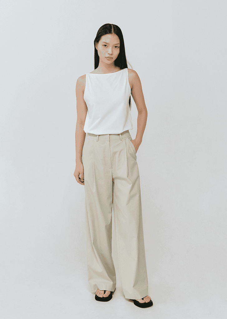 Summer cotton twill pants / Beige