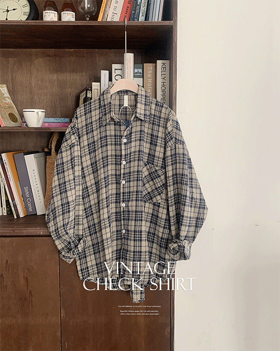 어텀 빈티지 오버핏 체크 셔츠(4color)