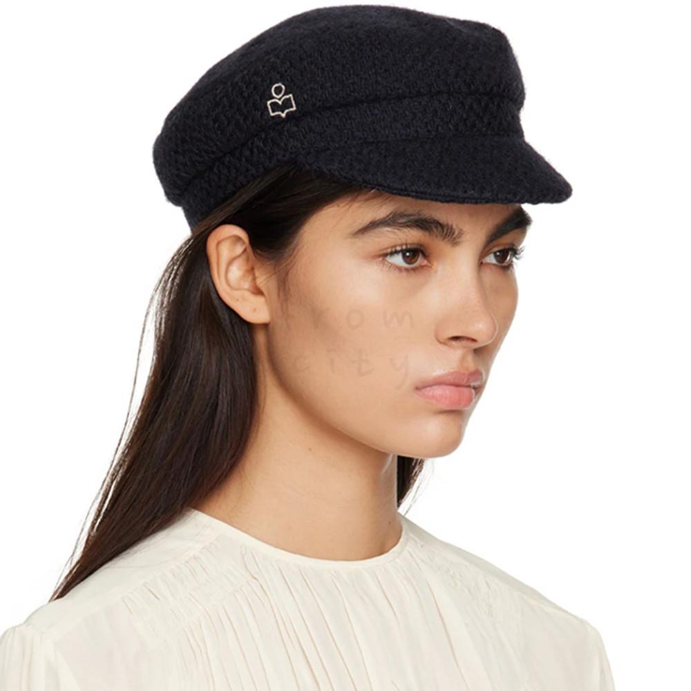 이자벨마랑 에비 울 트위드 헌팅캡 블랙/미드나잇