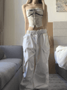 Sakani Wide Cargo Pants (white)