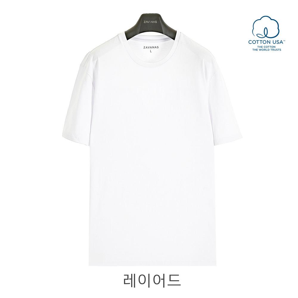 E 미들 USA코튼 레이어드 티셔츠 -17수 루즈한 기본 세미 오버핏 촉감좋은 이너 반팔