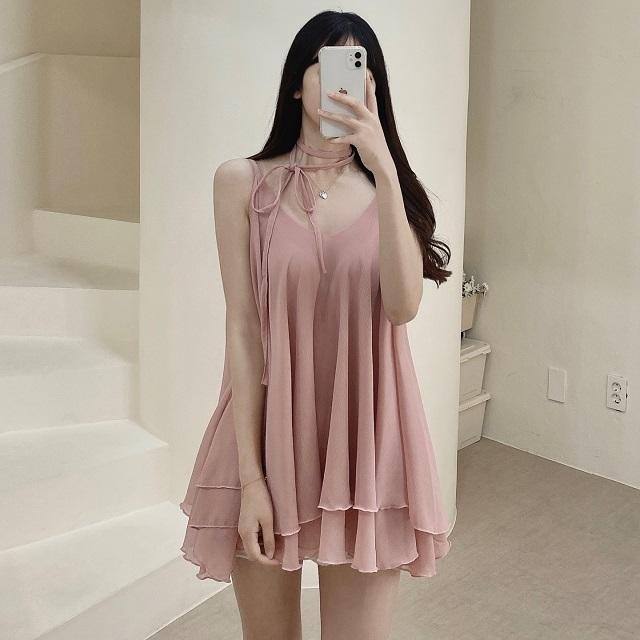 [당일출고] 캉캉 프릴 나시 미니원피스