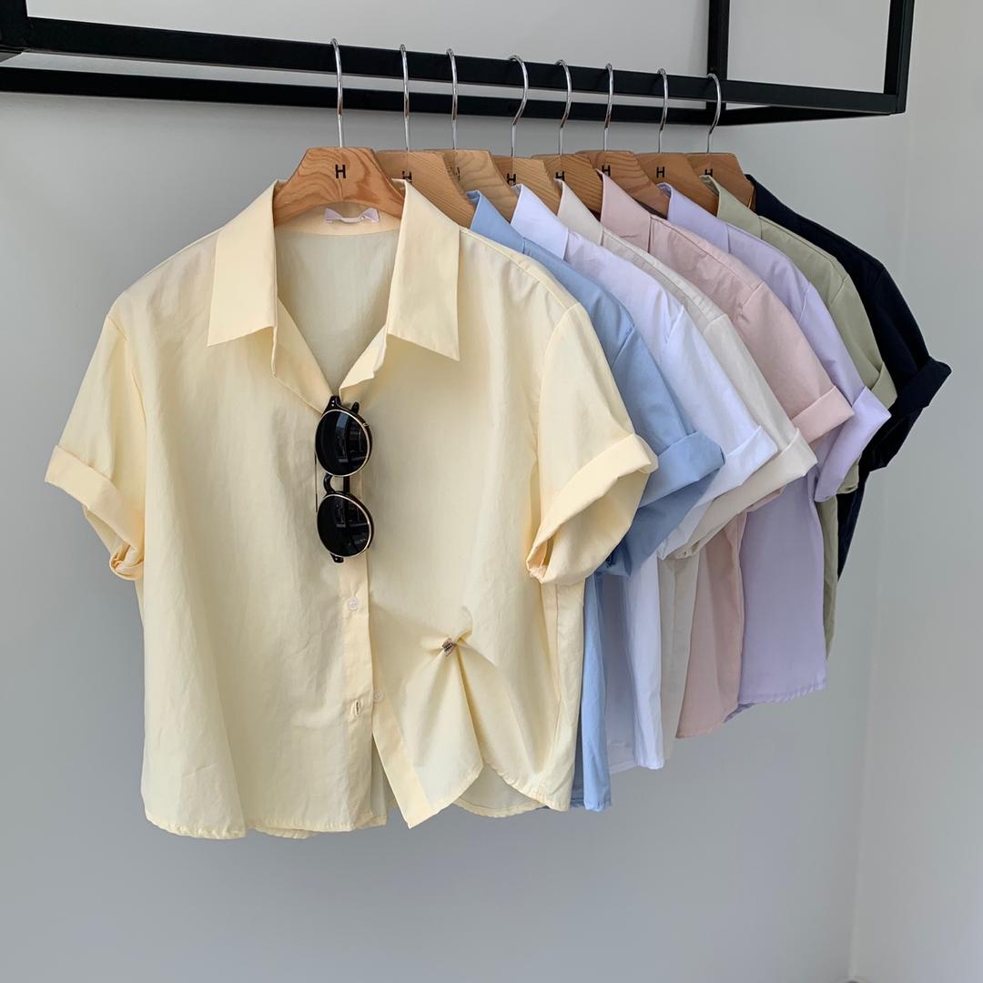 유니 크롭 반팔 셔츠 남방 8color