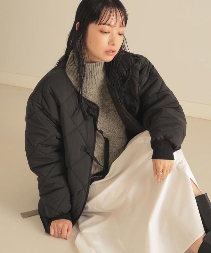 BeAMS DOT 22FW 여성 누빔 아우터 재킷 점퍼 블랙