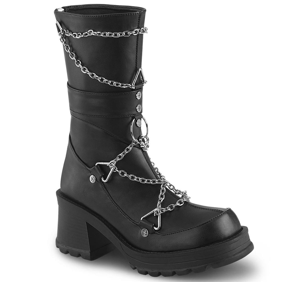 Bratty-120 - Black Vegan Leather / 10