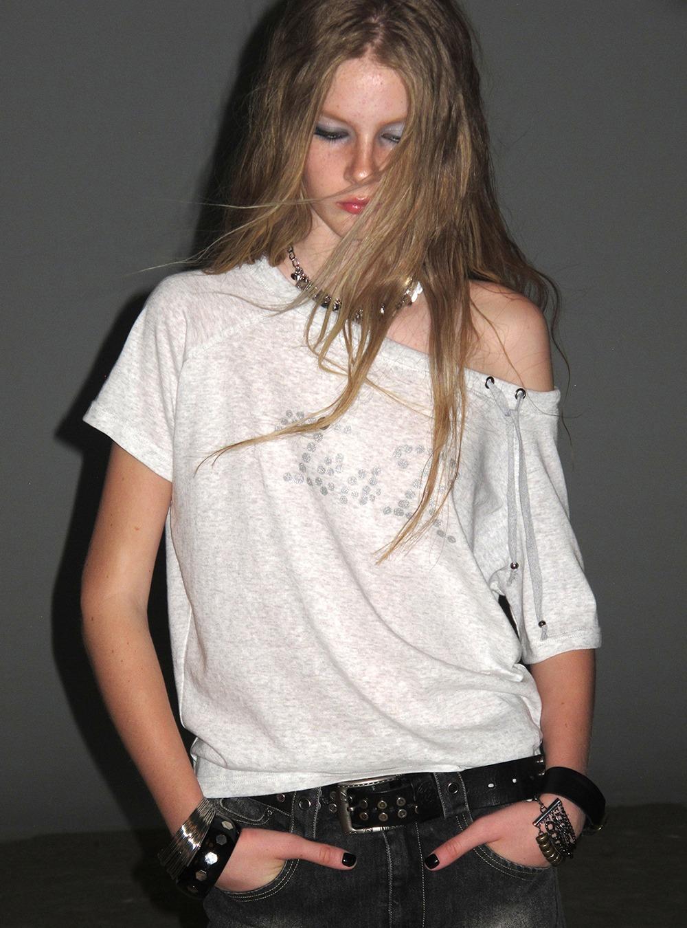 Silver Slash Off-Shoulder Tee