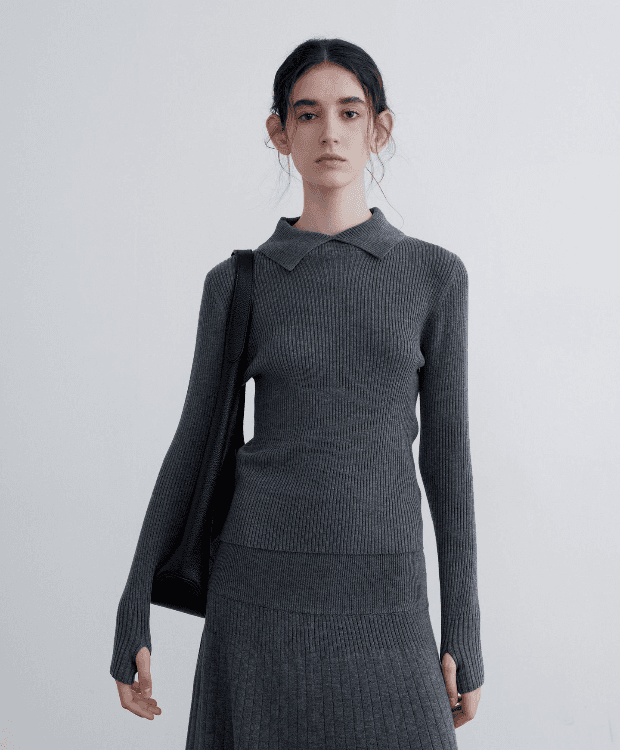 클래시 울 골지 카라 니트