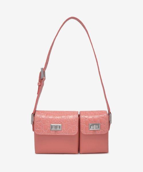 여성 베이비 빌리 크로커 세미 페이턴트 레더 숄더백 - 살몬 / 22PFBABYBOSLMCSSA