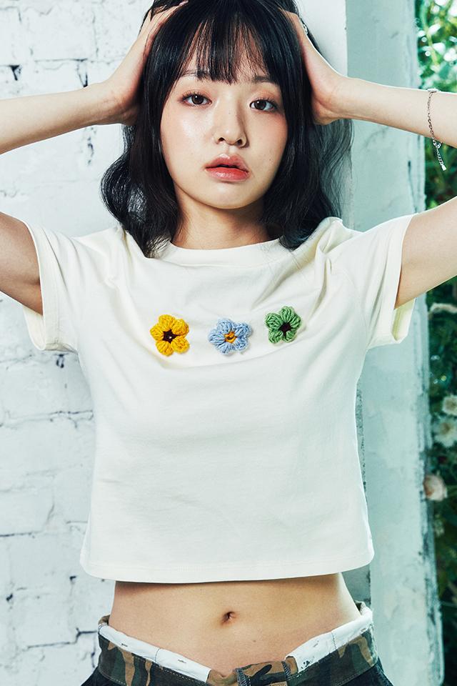 CROP CROCHET HALT T (IVORY)