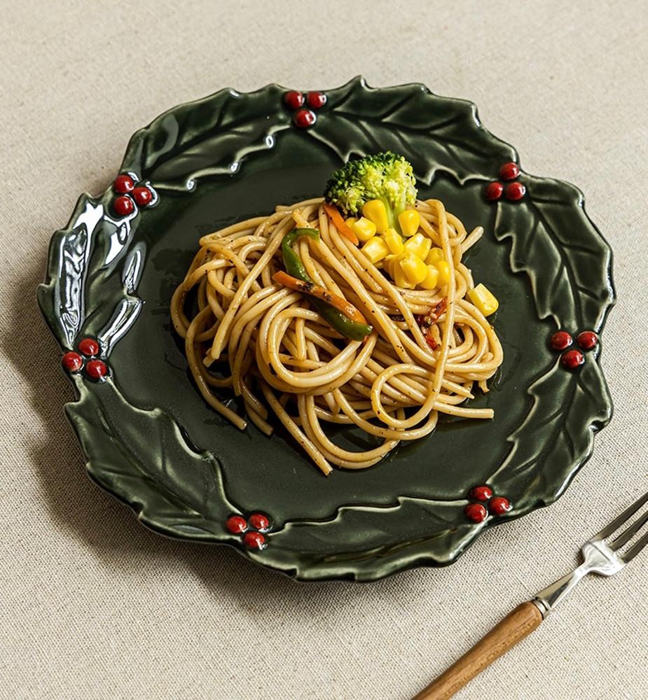 크리스마스 리스 플랫 세라믹 접시