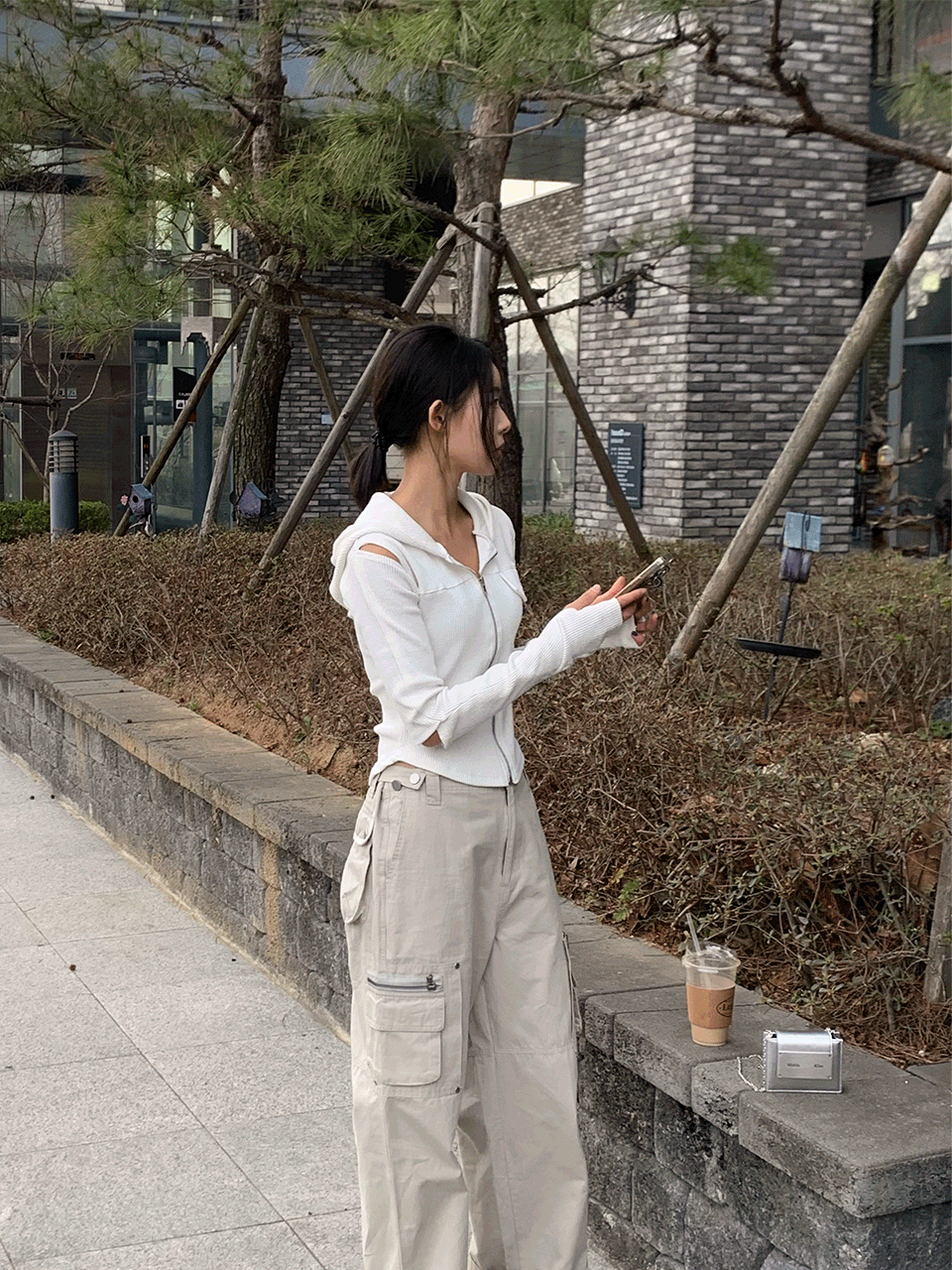 디스캇 트임 워머 슬림 골지 후드 집업(3color)