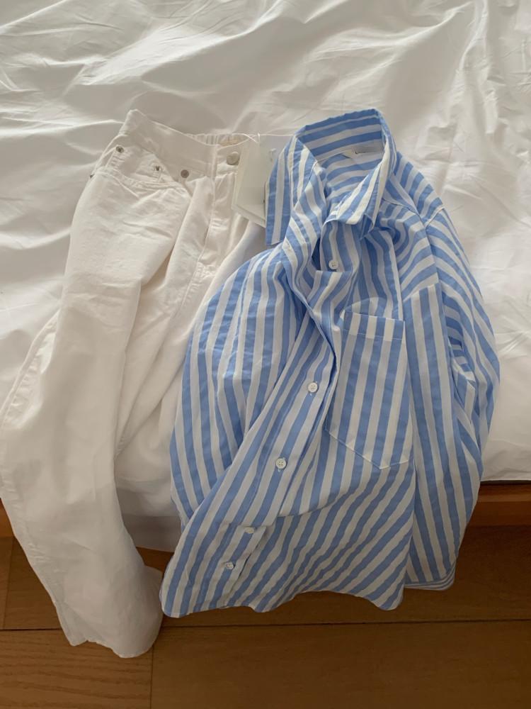 하와이 코튼 스트라이프 셔츠(정말 얇아요)
