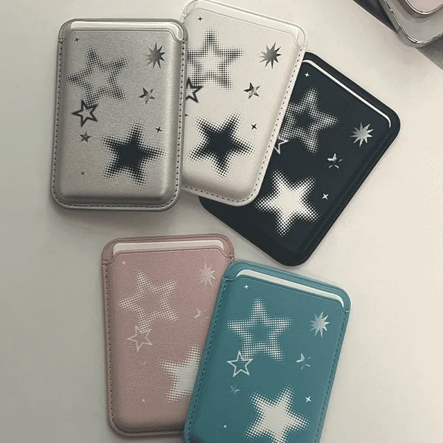 에이블리 단독⭐ 일본감성🍥 [1+1 할인!] 하프톤스타 맥세이프 가죽 카드지갑 y2k 빈티지감성 카드수납 교통카드 카드케이스 우정템 커플템 겨울 별 스타 패턴 하프톤 고전