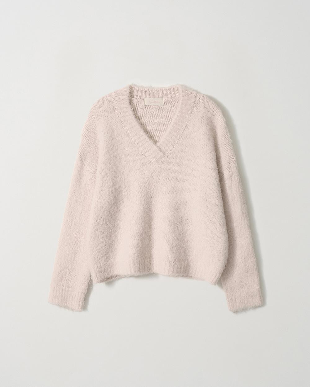 Alpaca Wool V-Neck Knit_Pink