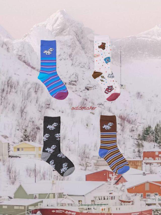 odd maker Contrast Striped Mid-Calf Socks