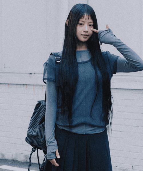 도트 시스루 레이어드 긴팔 티셔츠_MIWLWG304A