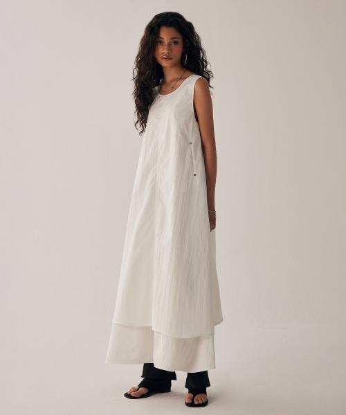 Layered Sleeveless Long One-Piece [ White ]