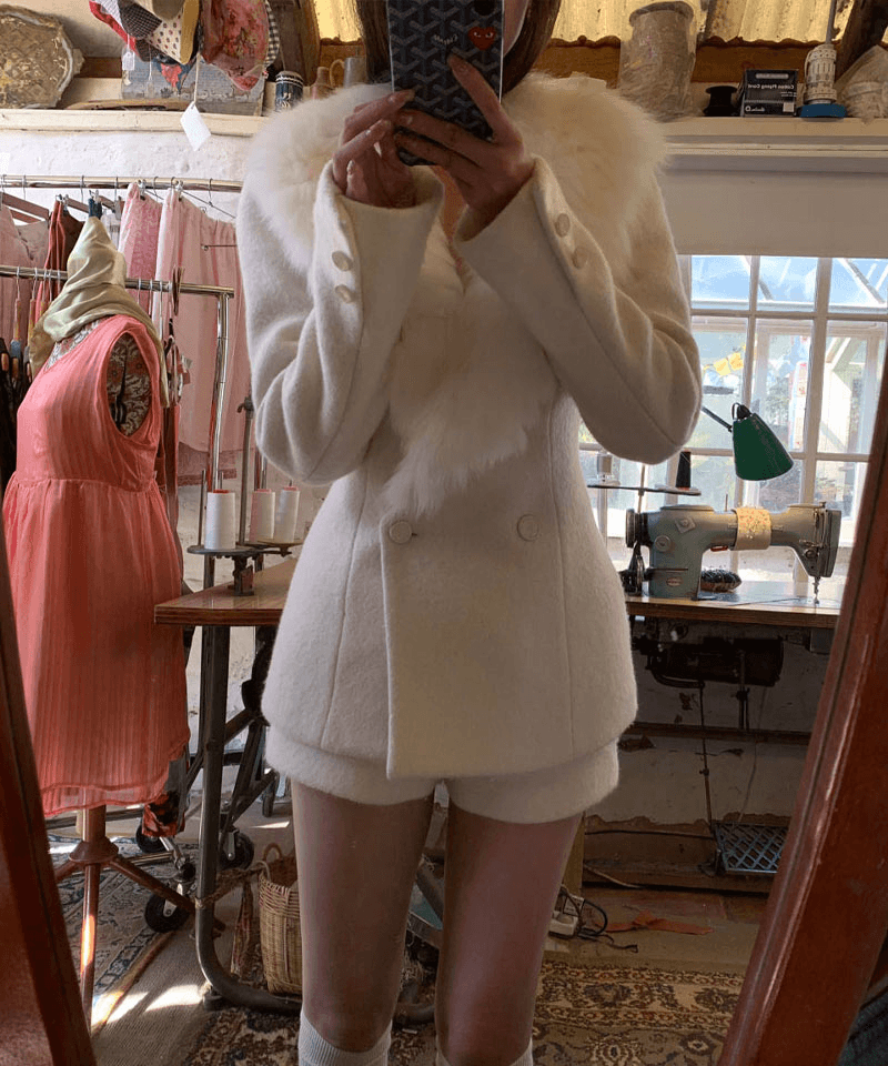 탈부착 라쿤퍼 울 자켓 숏팬츠 투피스 (개별선택)