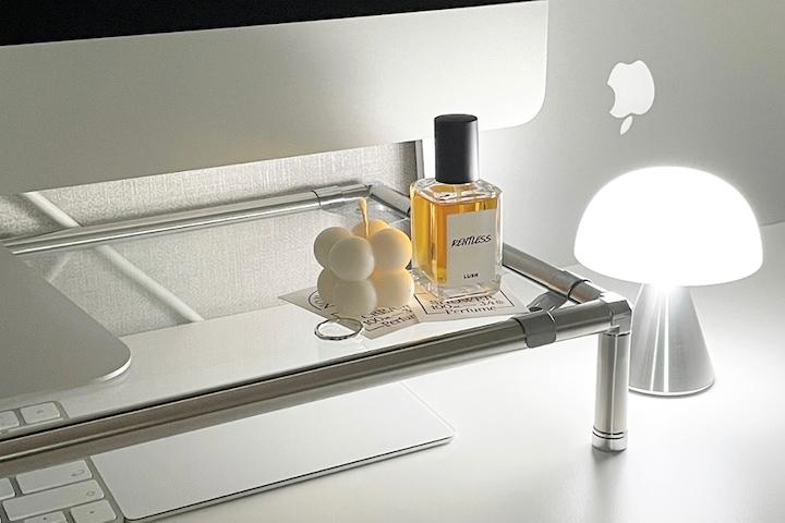 D-1 (당일제작, 강화유리) 모듈가구 철제 선반 데스크랙 모니터 받침대 미드센추리 모던