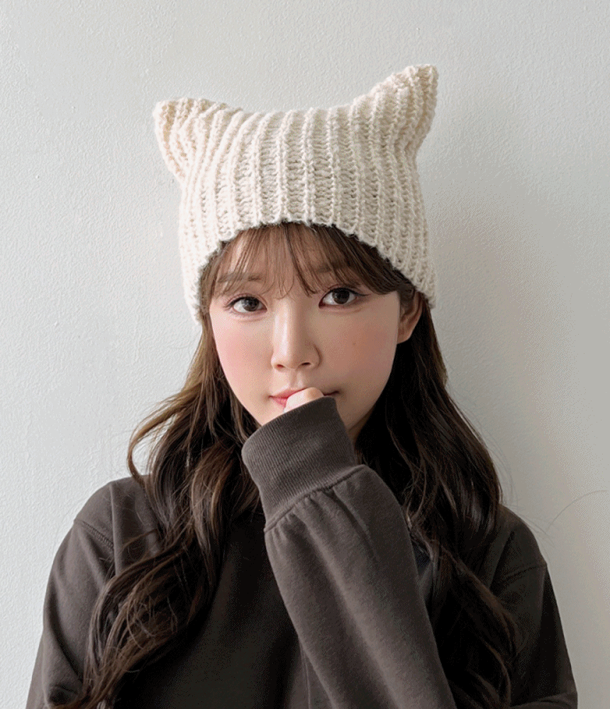 알파카 울 고양이 니트 귀 비니 뉴진스 악마 가을 겨울 털 모자