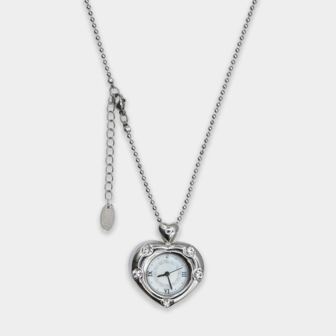Twinkle Heart Clock Long Necklace