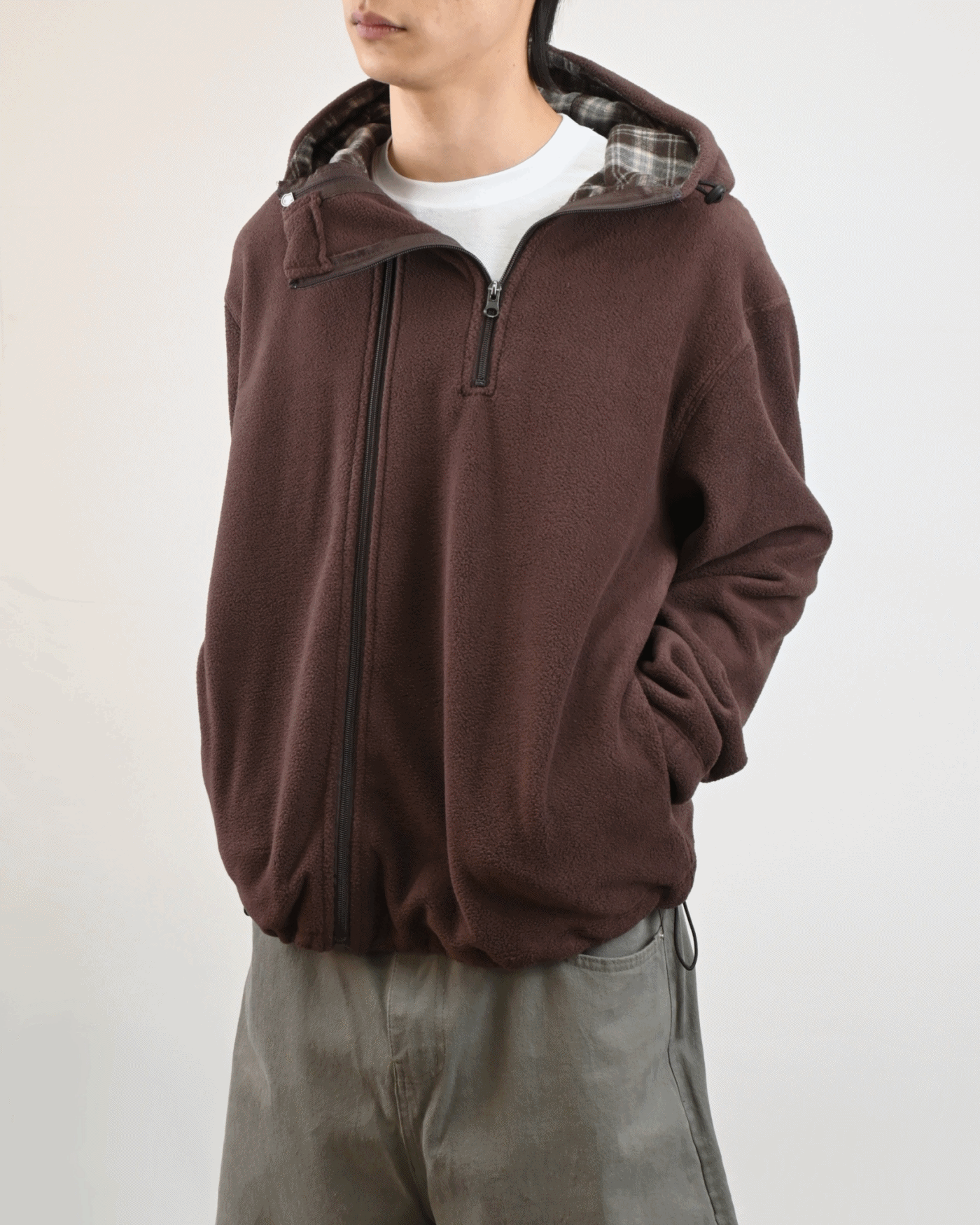 [brown 단독 컬러, 당일 발송] two zipper fleece jacket