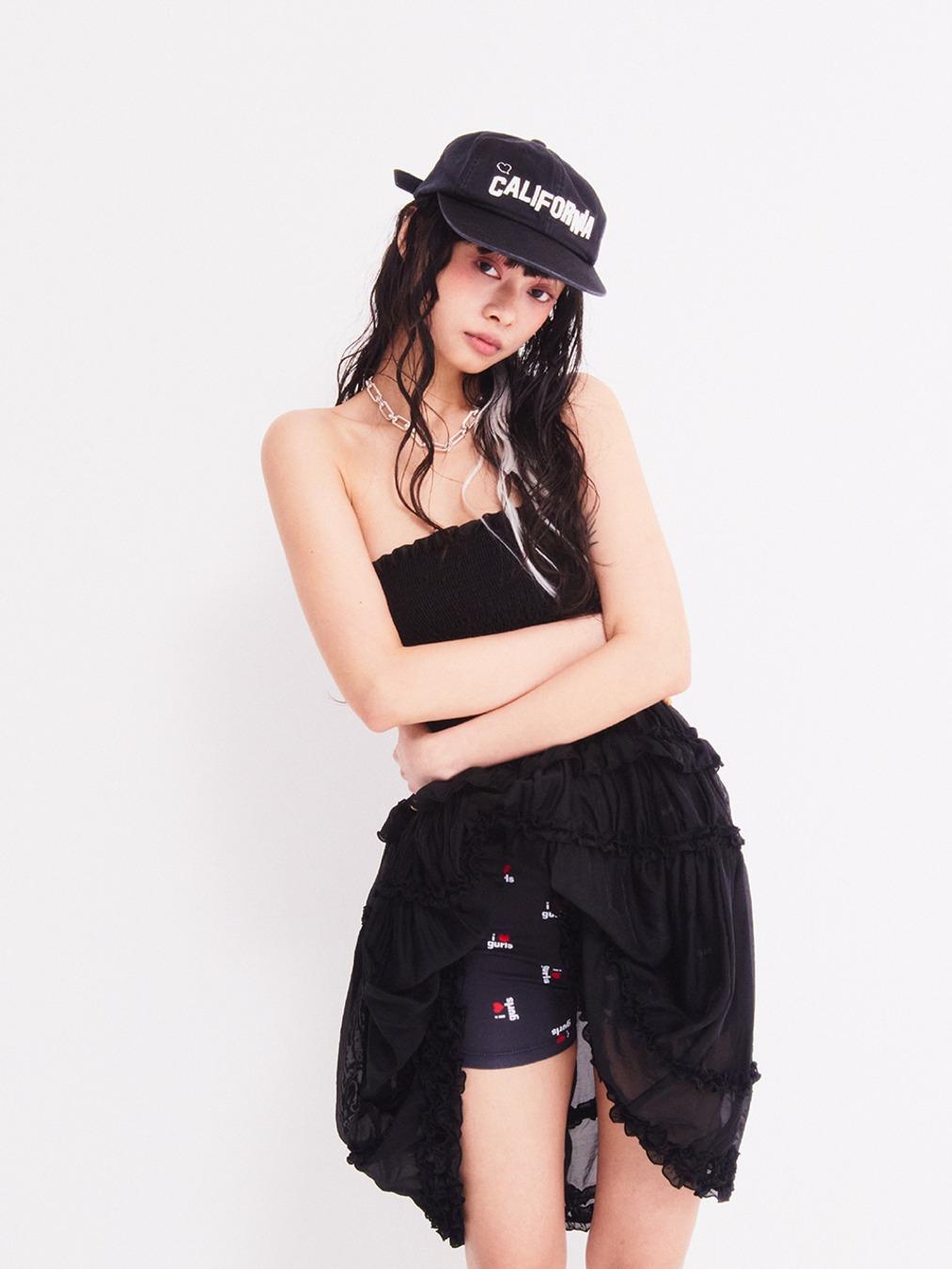 SMOKE LONG 2WAY SKIRT BLACK