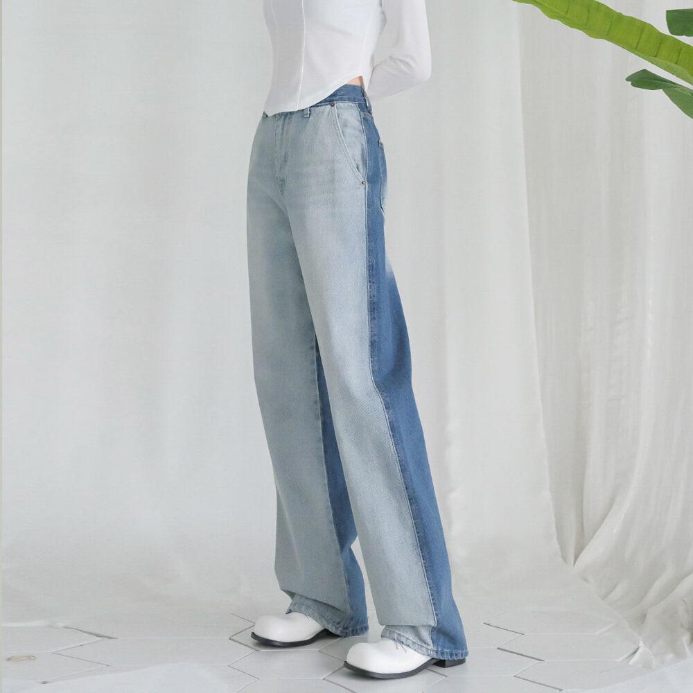 Reverse wide denim pants