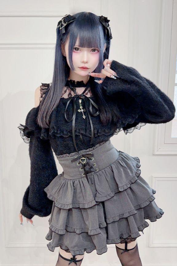 【MA*RS】クロスチャーム付きオフショルニット - ブラック size-F-Ma*rs WebStore by LiLimPark