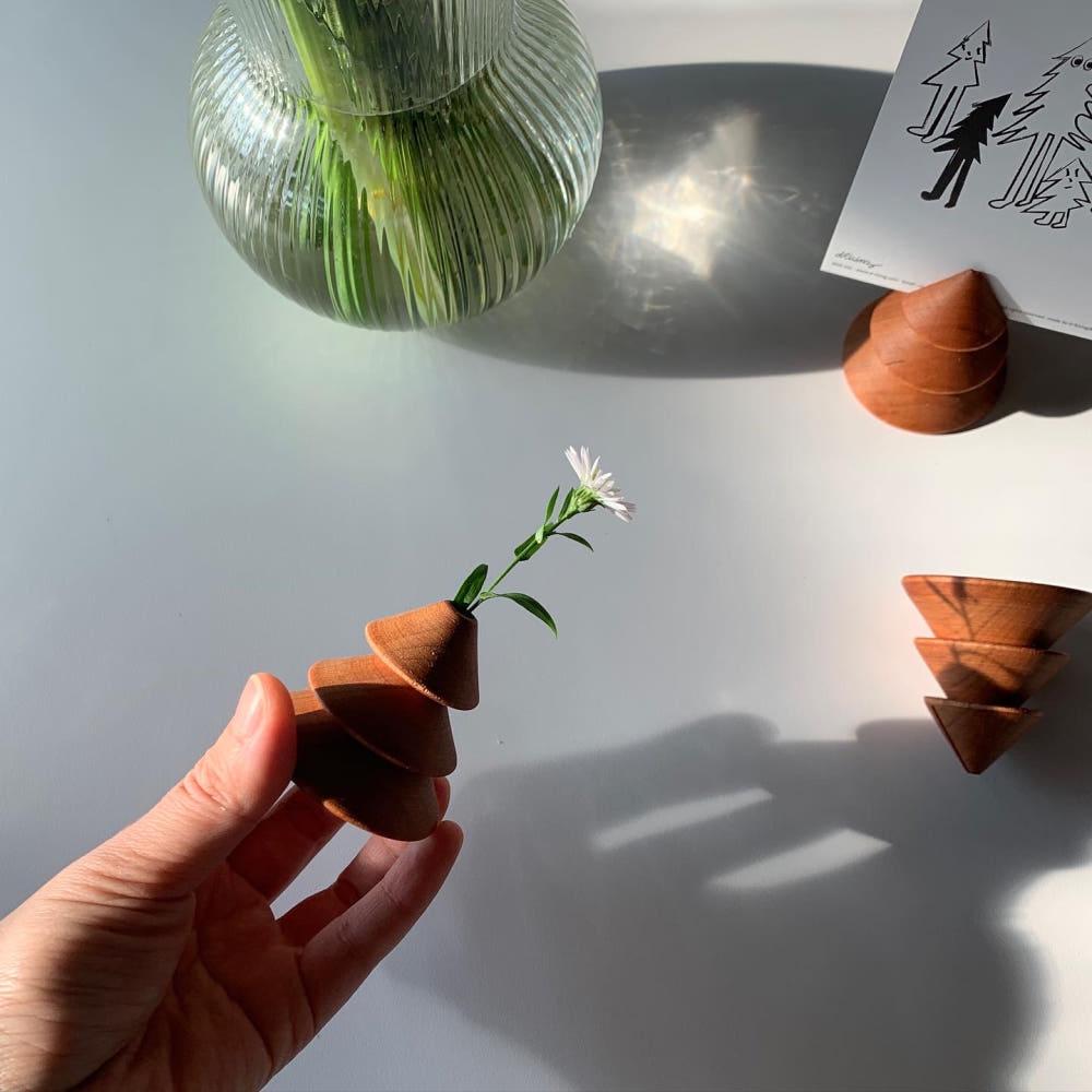 구상나무 크리스마스트리 우드화병 미니꽂이 원목 화병