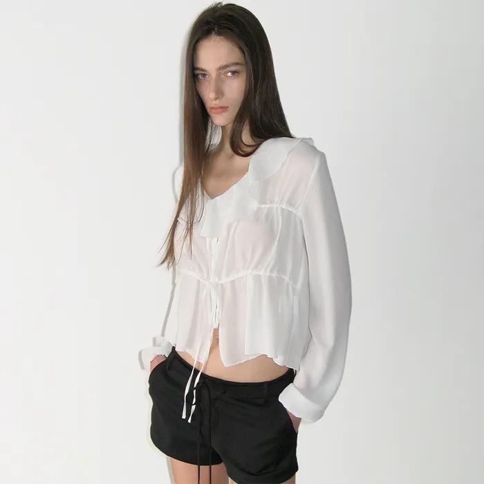 Frill Tiered Blouse, IVORY