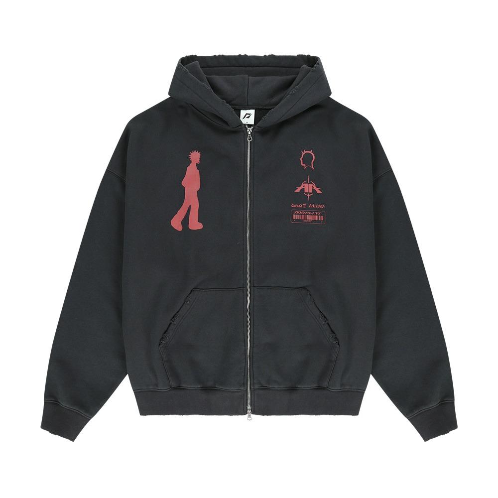 [Heavy Cotton]Believe Vintage Bio Washing Hoodie Zip-Up Charcoal