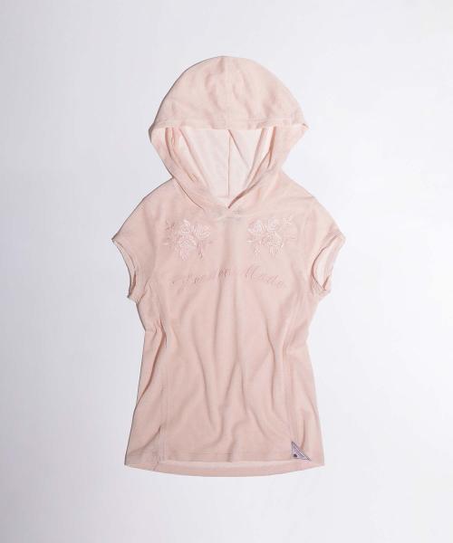 Rose Embroidery Hoodie Tee Peach Fuzz