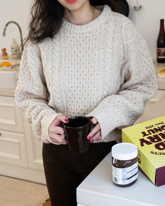 (12/9 19:00) Carol fisherman sweater - egg white