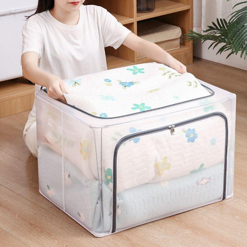 리빙블러썸 1+1 PVC 접이식 반투명 리빙박스 옷장정리 보관 수납 정리함 2P