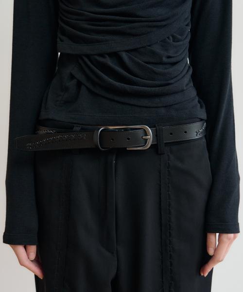 웨이브 컴바인 카우 레더 벨트 [black]