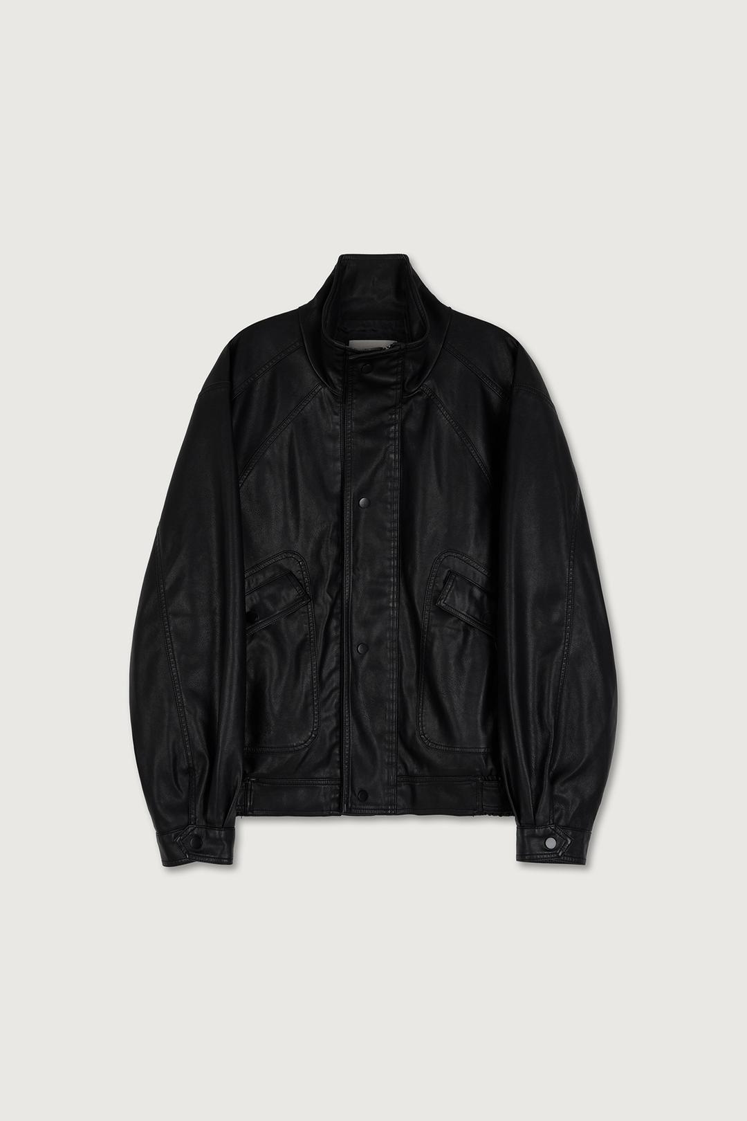 Ovo Casual Leather Blouson (black)