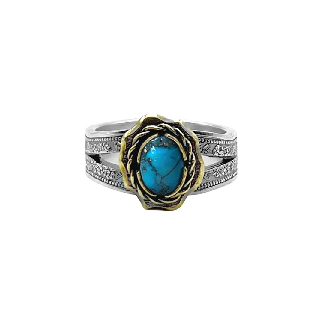 [이동휘 착용] Twin Ohyat Flower Ring (Turquoise)