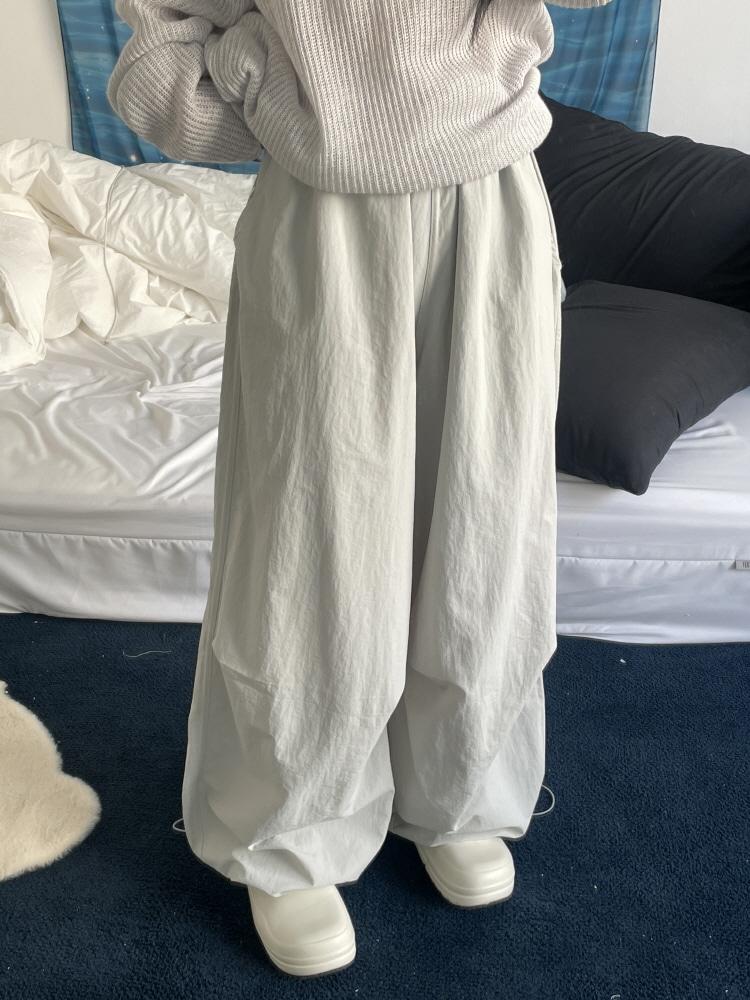 [UNISEX]빈티지 나일론 루즈 벌룬 스트링 팬츠(2color)