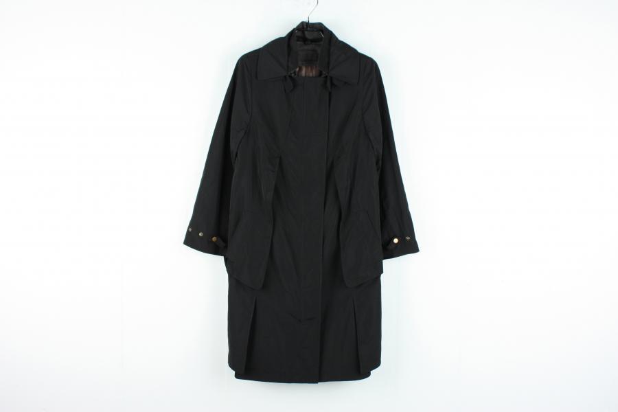 마인 블랙 새틴 이중 디테일 롱코트(82)