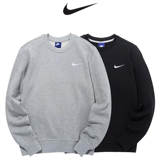 나이키 스우시 라운드넥 맨투맨 블랙/그레이