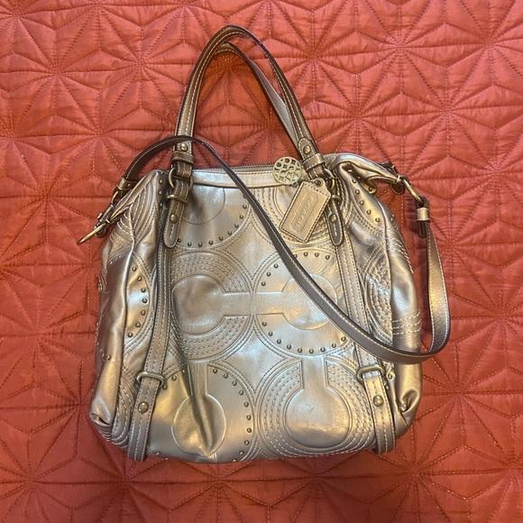 COACH Embossed Studded Leather Alex Satchel Bag