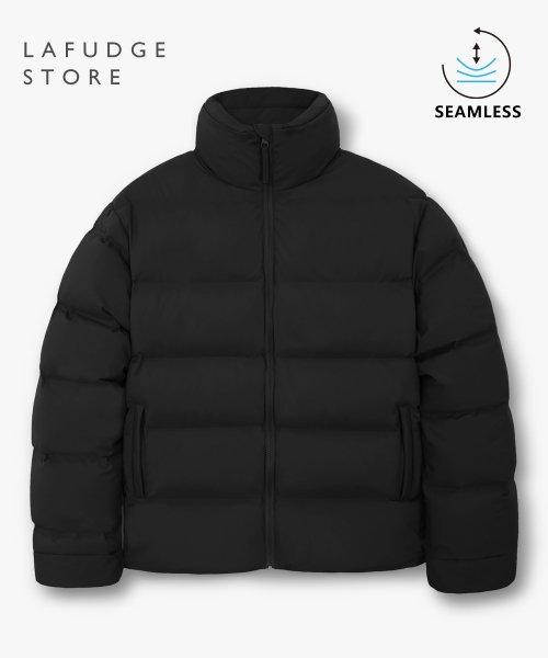 [무봉제]덕다운 심리스 미니멀 푸퍼 숏패딩_Black