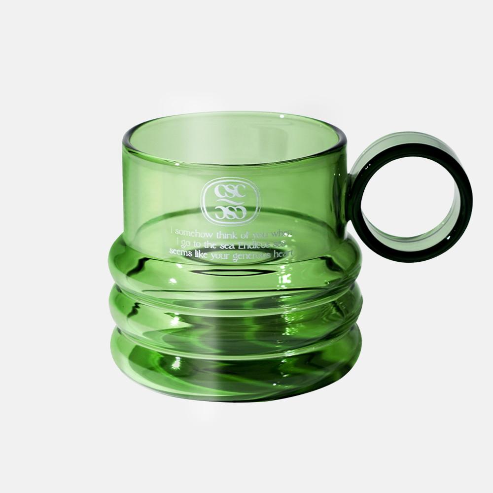 클로버 꽃말컵ver.2 유리 투명컵 초록 그린 270ml 20대여성 집들이선물