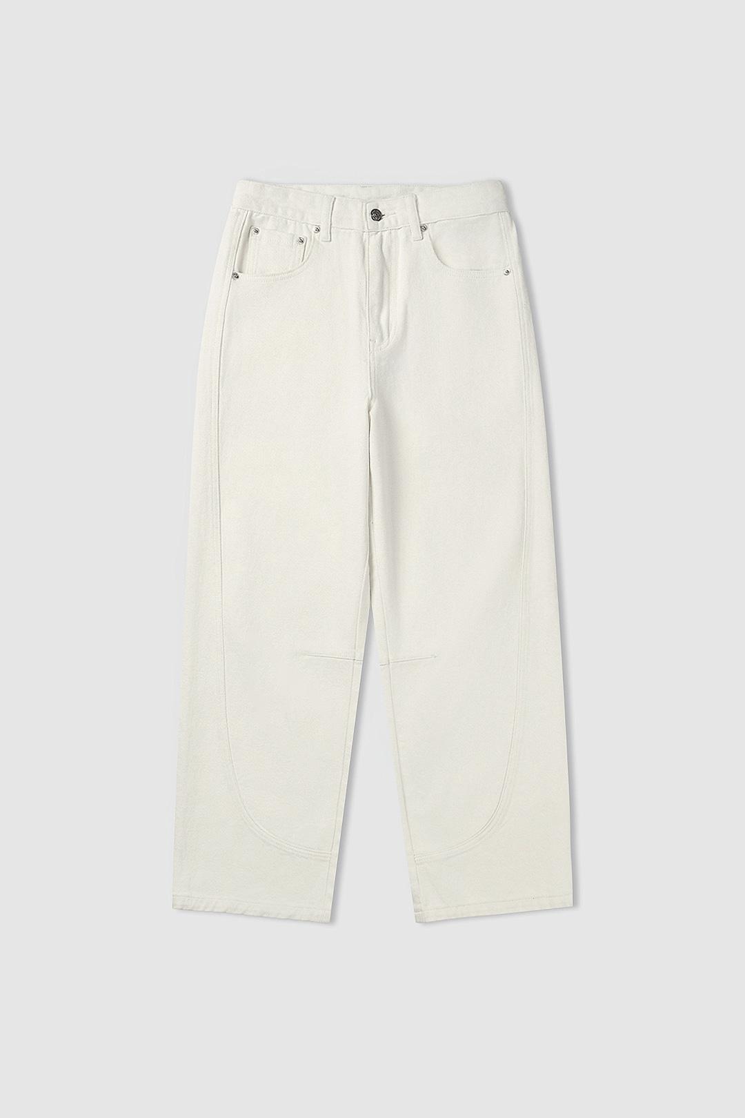 (W) Low Curved Wide Pants (Ivory)