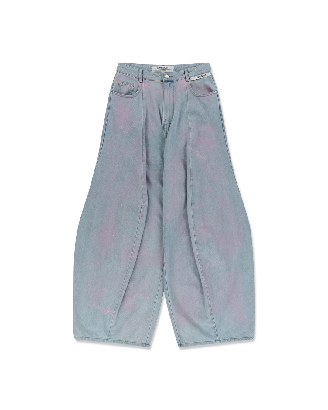 Spray Dyed Balloon Fit Jeans (Sky Blue)