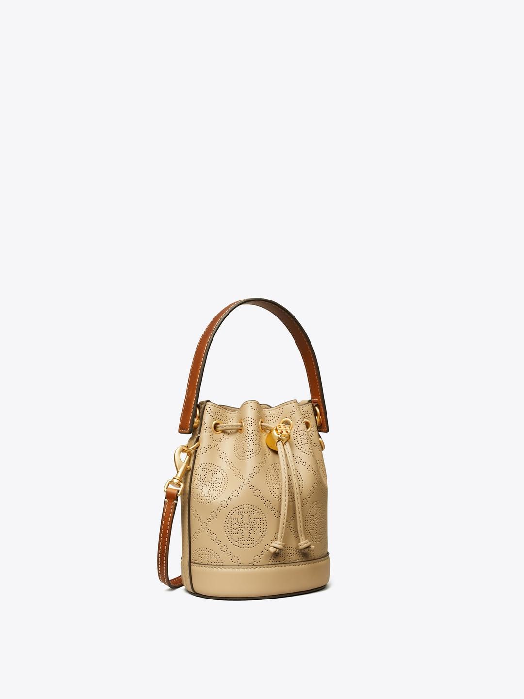 🍂더블적립+쿠폰🍂 T Monogram Perforated Mini Bucket Bag - Almond